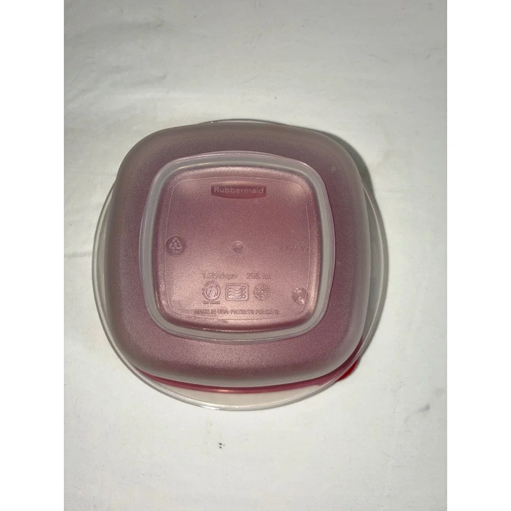 Rubbermaid TakeAlongs 1.25 Cup Square Food Storage Container Red Lid Clear Base